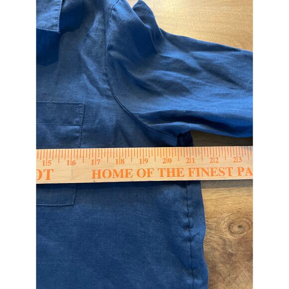 J Jill Love Linen Side Button Tunic Top Blue Women's SP - Picture 8 of 9